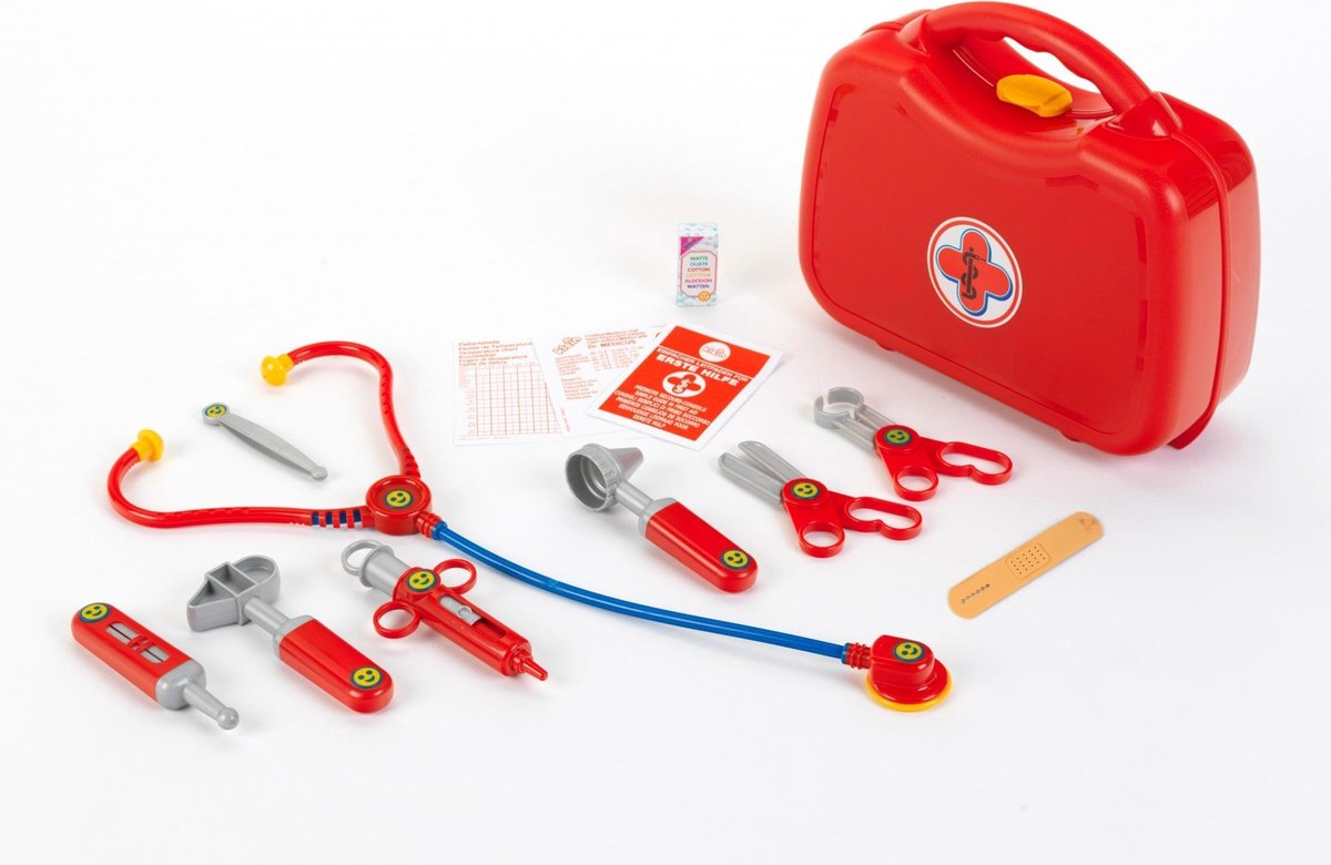 Theo Klein Klein dokterskoffertje met accessoires 11 delig 26,5 cm - Rood