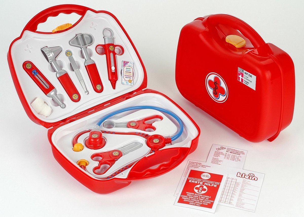 Theo Klein Klein dokterskoffertje met accessoires 11 delig 26,5 cm - Rood