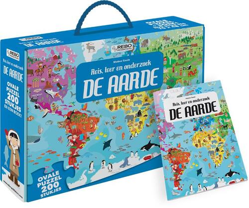 Rebo Productions De Aarde - puzzel 200 stukjes en boek - Blauw