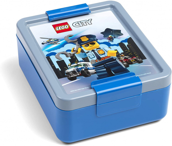 Lego broodtrommel City junior 17 x 13,5 cm PP/grijs - Blauw