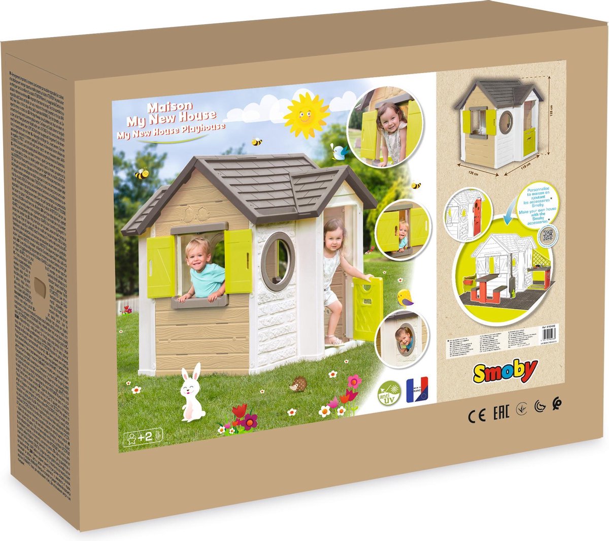 Smoby speelhuis My New House junior 118 x 132 cm wit/beige