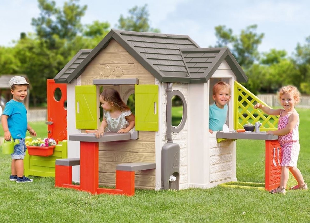 Smoby speelhuis My New House junior 118 x 132 cm wit/beige