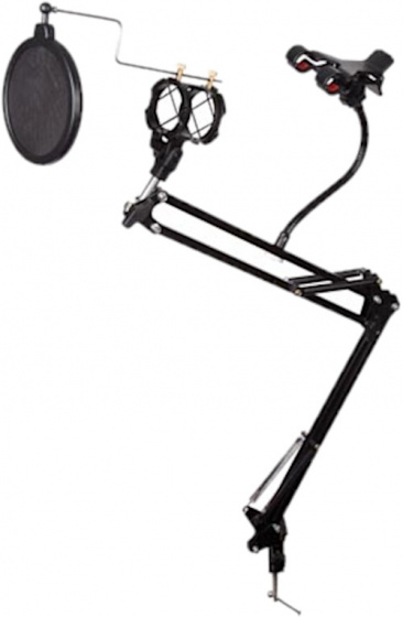 HQ Power tafelstatief voor microfoon 33 37 cm staal - Zwart