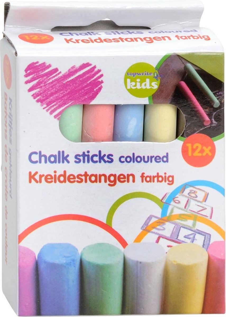 Topwrite Kids krijtjes gekleurd 12 delig