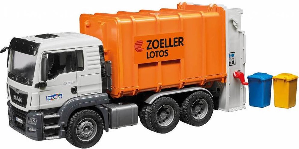 Bruder Man TGS vuilniswagen 1:16 kunststof (03762) - Oranje
