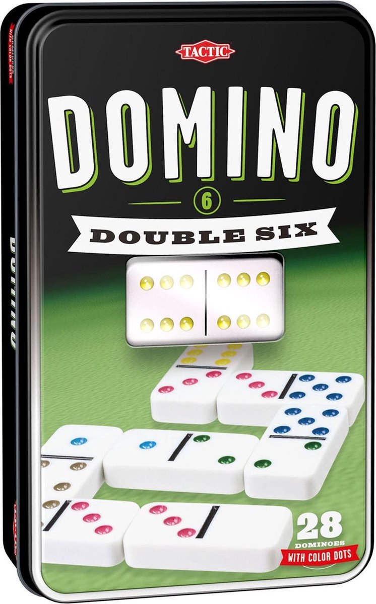 Tactic Domino spel Double 6 junior 19,5 cm - Wit