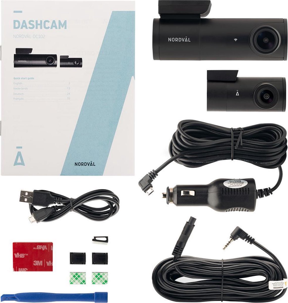Nordväl DC102 Dashcam 2CH 2K + Wifi 128GB
