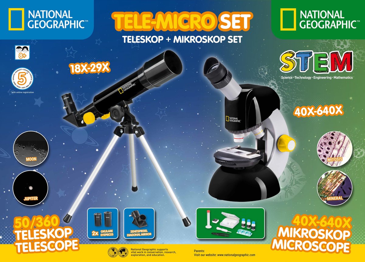 National Geographic telescoop en microscoopset/geel - Zwart