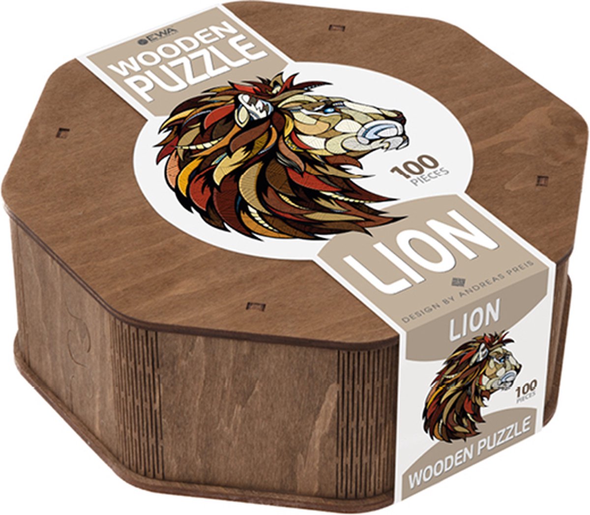 Eco-Wood-Art Art Bizniz legpuzzel Lion 31 x 28 x 0,5 cm hout bruin 100 stuks