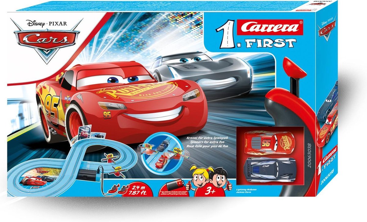 Carrera racebaanset Cars Power Duell 240 cm licht - Blauw