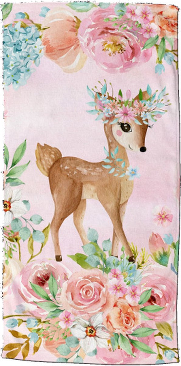Good Morning strandlaken Sweet meisjes 75 x 150 cm velours - Roze