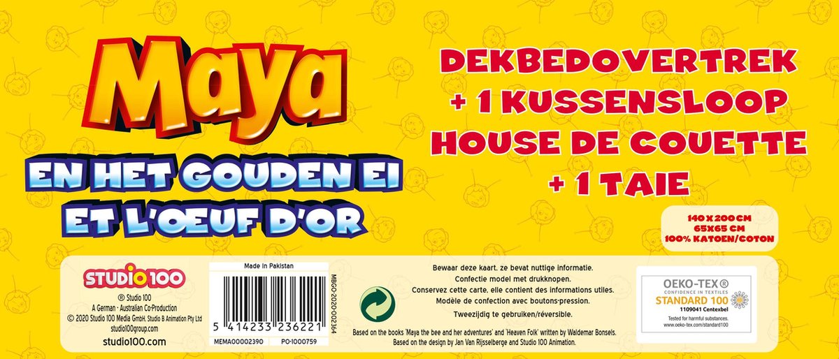 Studio 100 dekbedovertrek Maja de Bij 140 x 200 cm katoen blauw