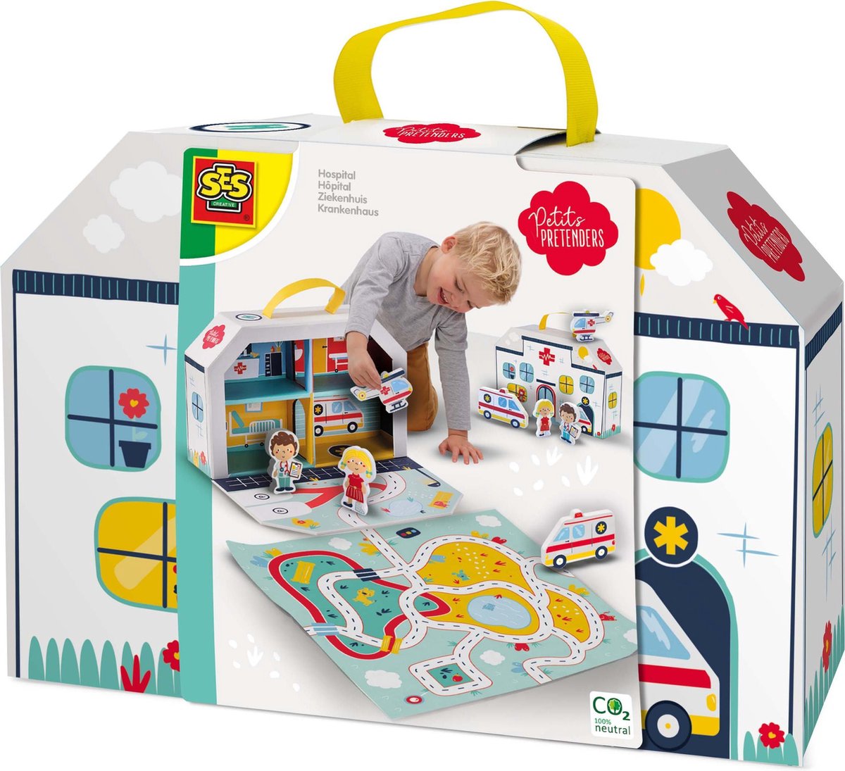 Ses Creative speelkoffer ziekenhuis met speelmat 6 delig - Wit
