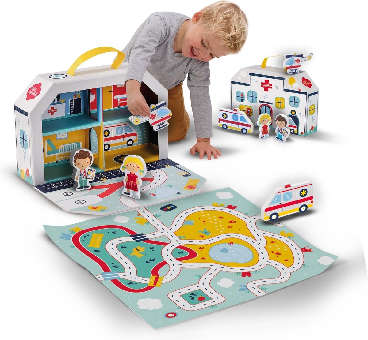 Ses Creative speelkoffer ziekenhuis met speelmat 6 delig - Wit