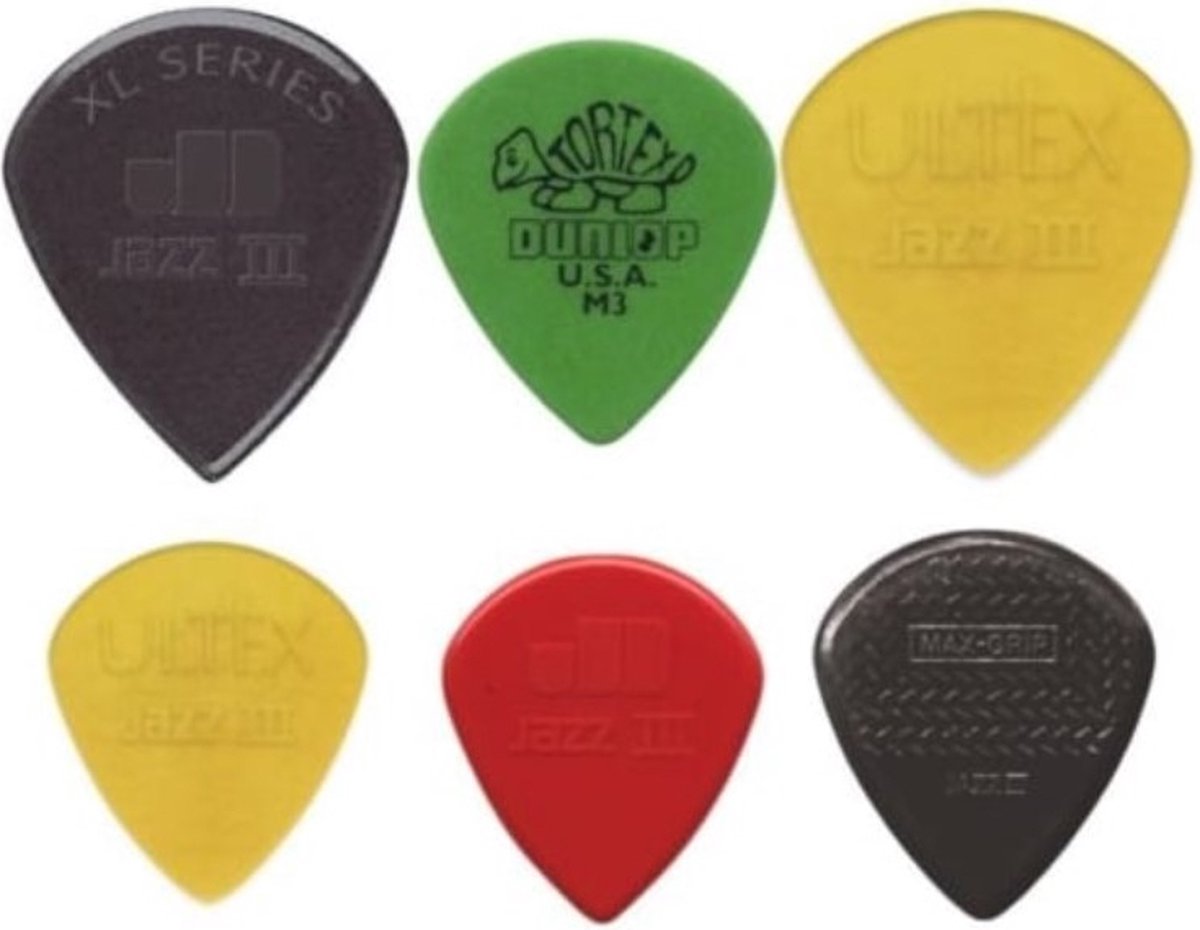 Dunlop PVP103 Jazz III Pick Variety Pack plectrum set 6 stuks