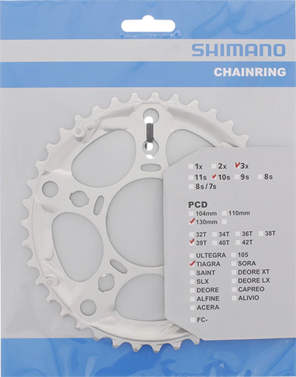 Shimano kettingblad Tiagra FC 4603 39T D 10S 130 mm zilver