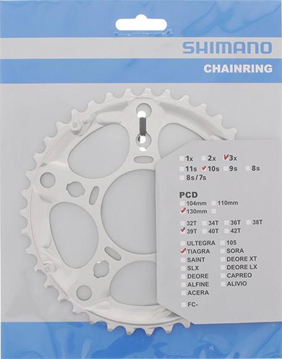 Shimano kettingblad Tiagra FC 4603 39T D 10S 130 mm zilver