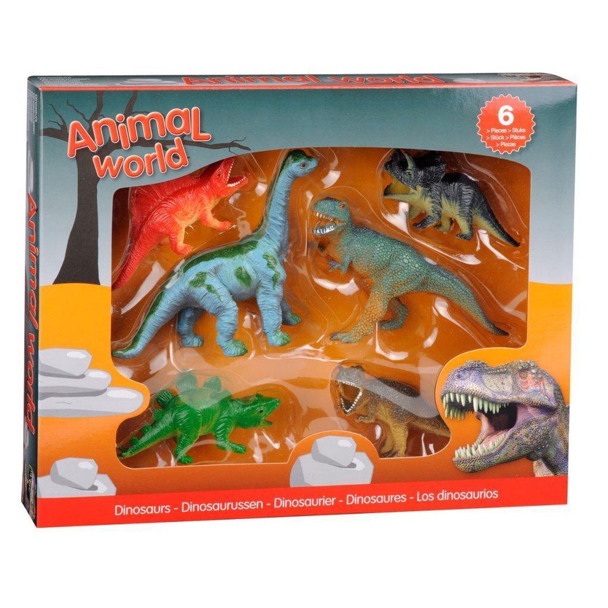 Johntoy speelset dinosaurus 6 delig 12 cm