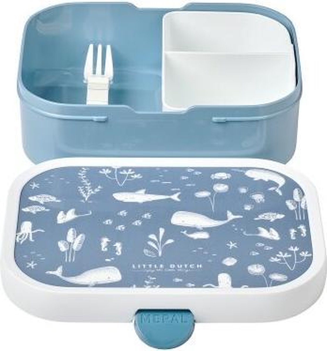 Mepal Little Dutch broodtrommel Ocean 750 ml ABS blauw/wit 3 delig