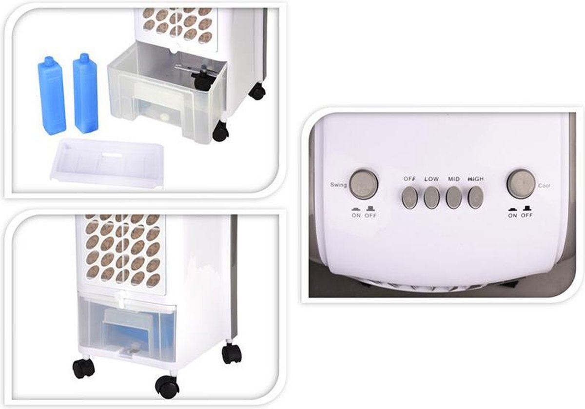 Voordeeldrogisterij 2-in-1 Mobiele Aircooler en Luchtbevochtiger - 3.5 L - Staand - 80W - Wit