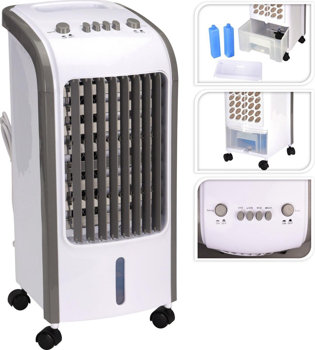 Voordeeldrogisterij 2-in-1 Mobiele Aircooler en Luchtbevochtiger - 3.5 L - Staand - 80W - Wit