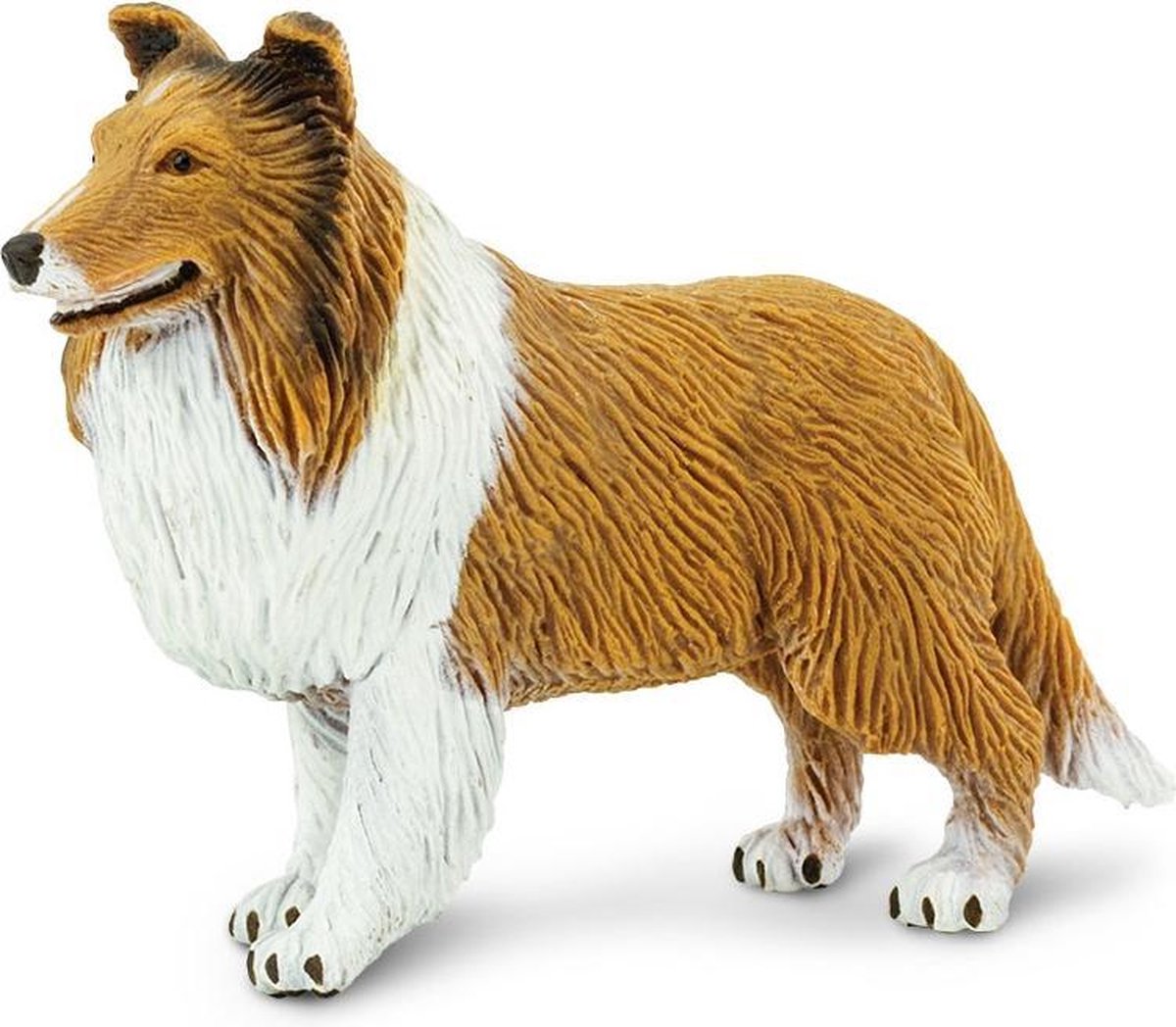 Safari hond collie junior 10 cm rubber bruin/wit