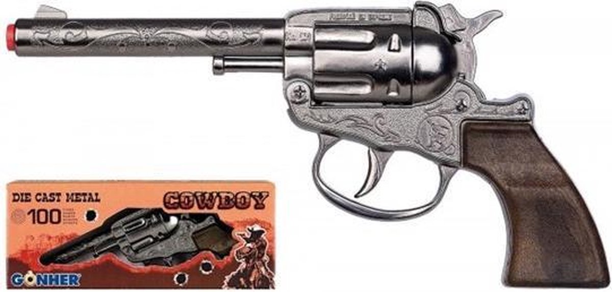 Gonher Speelgoed revolver cowboy 100 schots zilver - Silver