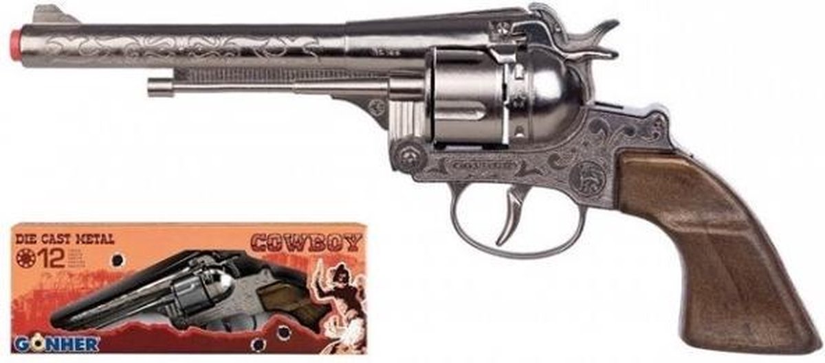 Gonher Speelgoed revolver cowboy 12 schots staal zilver - Silver