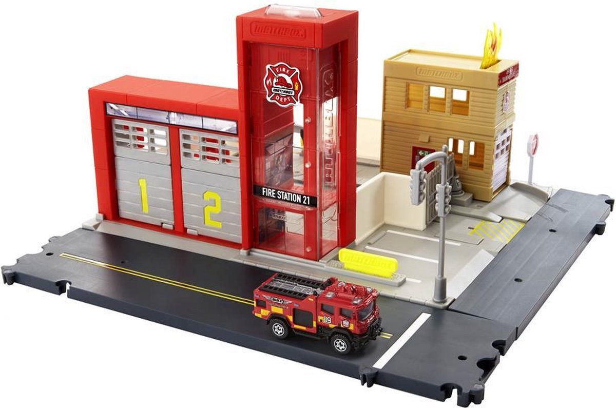 Mattel Matchbox brandweerkazerne Matchbox schaal 1:75 staal - Rood