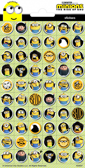 Feestbazaar Funny Products stickers Minions II 20 x 10 cm geel 60 stuks