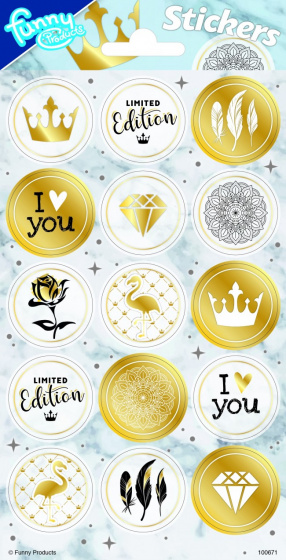 Funny Products stickers Gold 20 x 10 cm fp;oe 15 stuks - Goud