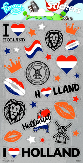 Funny Products stickers Holland 20 x 10 cm 28 stuks - Grijs