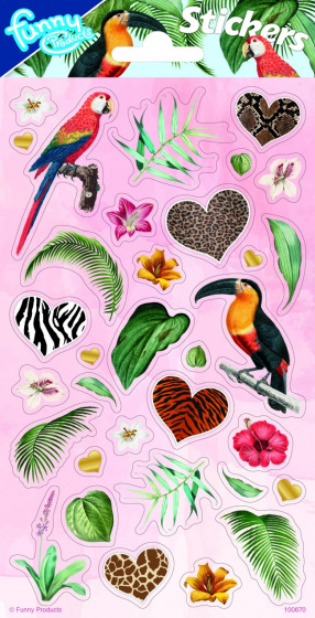 Top1Toys Funny Products stickers Jungle 20 x 10 cm papier 34 stuks - Roze