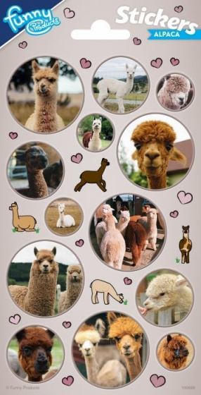 Funny Products stickers Alpaca 20 x 10 cm papier 13 stuks - Beige