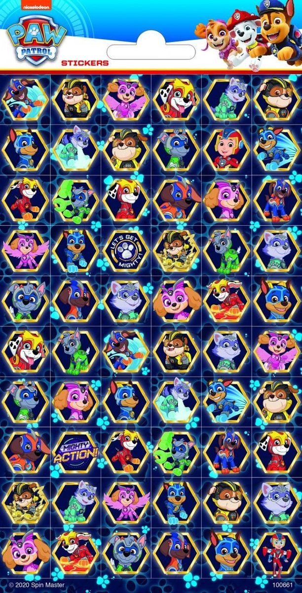Top1Toys Funny Products stickers Mighty Pups 20 x 10 cm navy 60 stuks