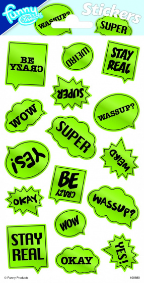 Funny Products stickers Text 20 x 10 cm papier 16 stuks - Groen