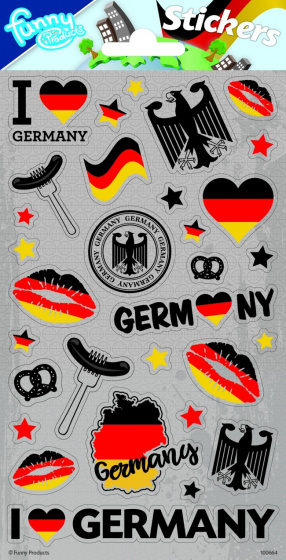 Funny Products stickers Duitsland 20 x 10 cm 28 stuks - Grijs