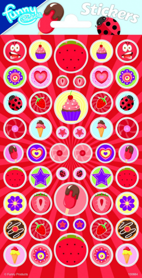 Funny Products stickers Strawberries 20 x 10 cm 50 stuks - Rood