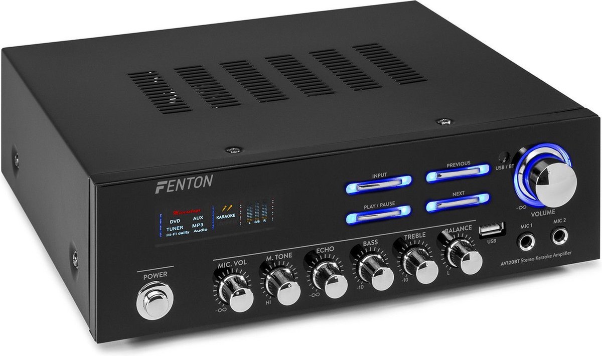 Fenton AV120BT 2 x 60W stereo hifi versterker met karaoke-functies