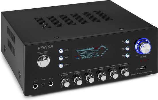 Fenton AV120FM-BT 2 x 60W stereo hifi versterker met FM-radio en karaoke