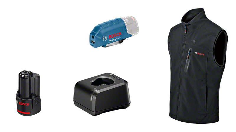 Bosch GHV 12+18V XA S Kit 12V Li-Ion accu verwarmde bodywarmer set (1x 2,0Ah) - Maat S