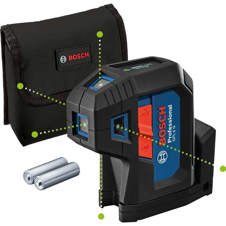 Bosch GPL 5 G Puntlaser incl. batterijen in etui - 5 punten 30m - Verde