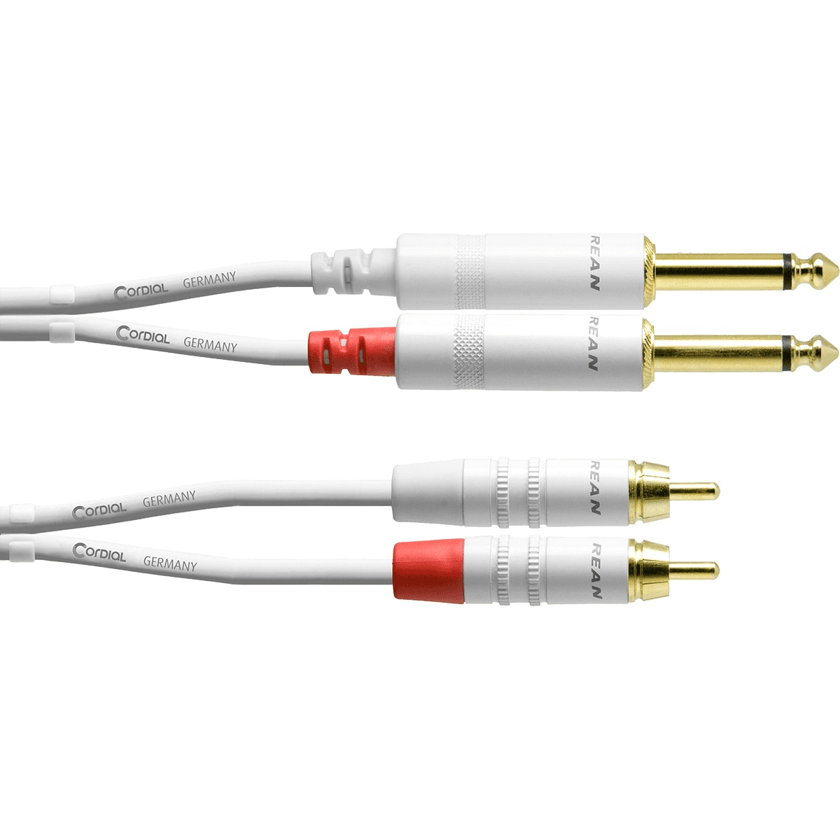 Cordial CFU1.5PC-SNOW Intro verloopkabel 2x 6.3 TS jack - 2x RCA 1.5m wit