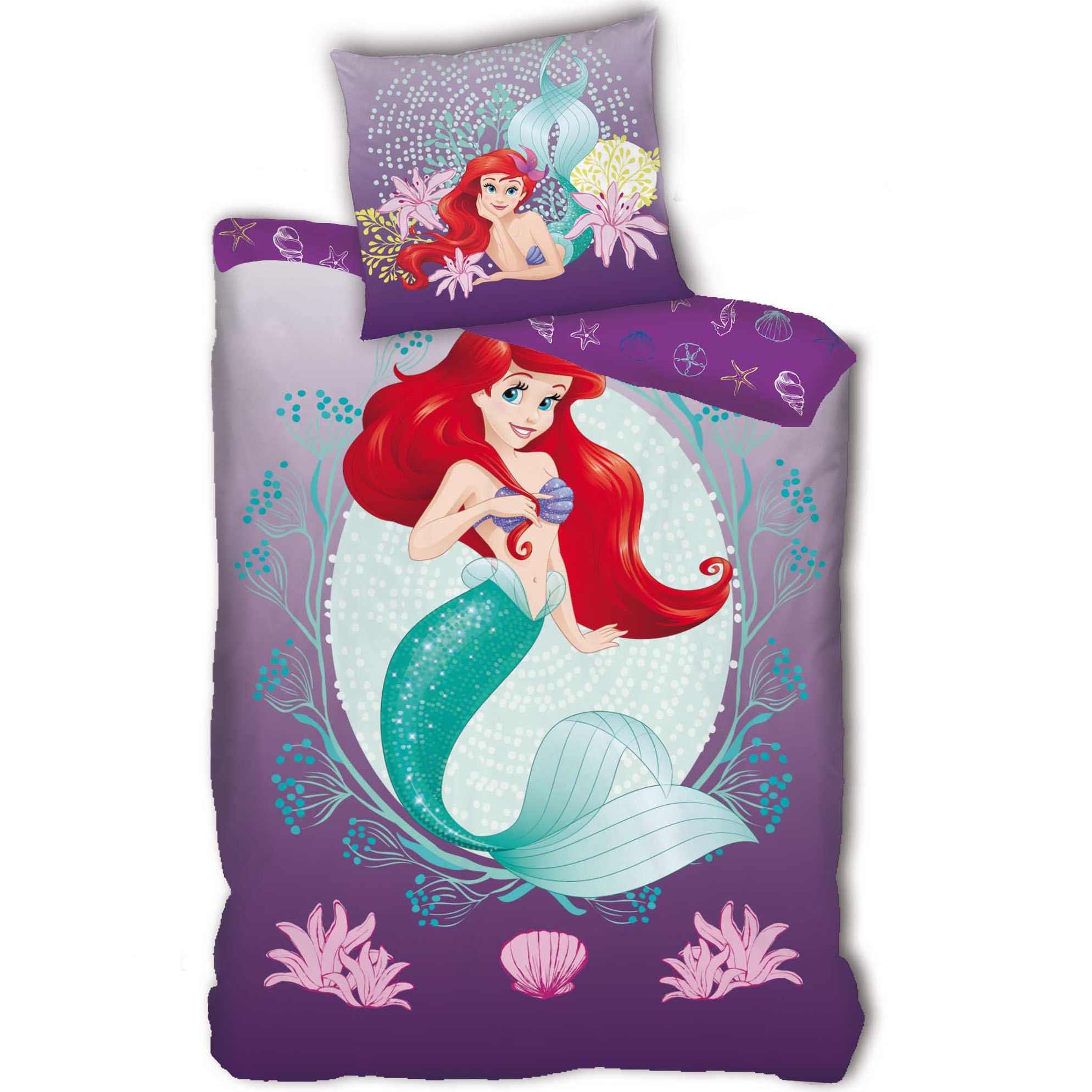 Disney Onderwater - Dekbedovertrek - Eenpersoons - 140 x 200 cm - polyester - Paars