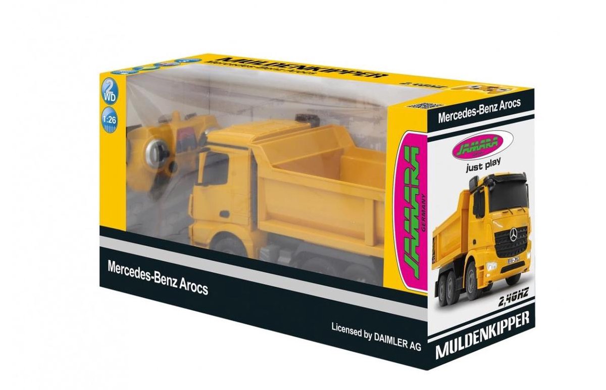 Jamara kiepwagen RC Mercedes Benz Arocs 2,4 GHz 1:26 - Geel