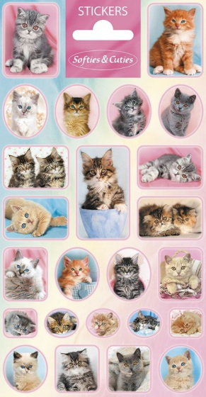 Top1Toys Funny Products stickervel Softies & Cuties Cats papier 24 stuks