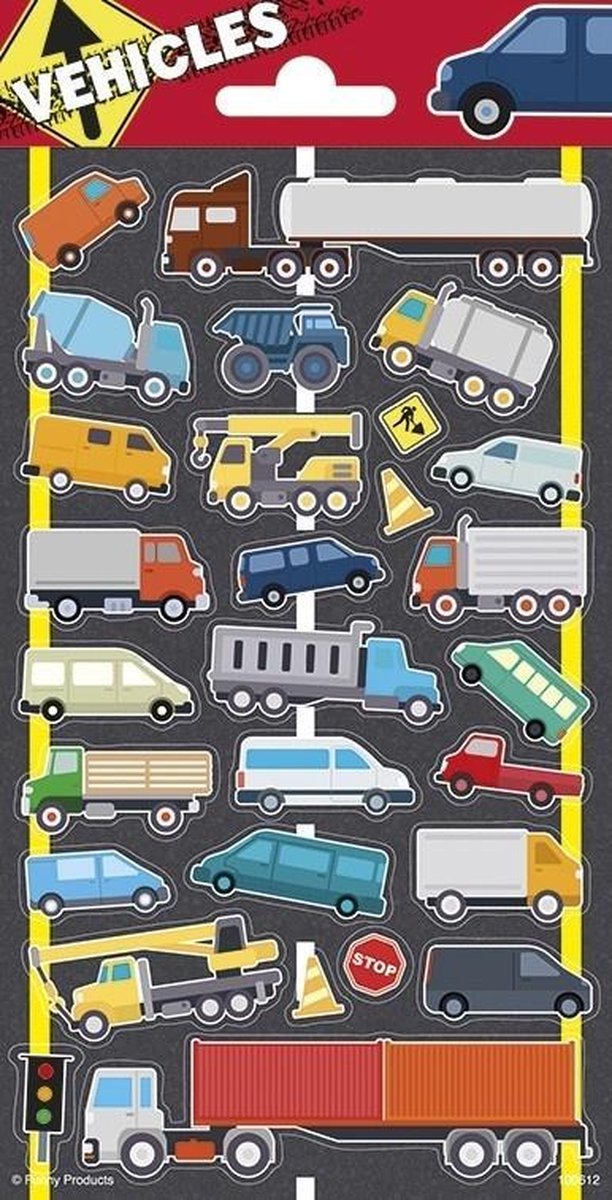 Top1Toys Funny Products stickervel Vehicles jongens papier 28 stuks