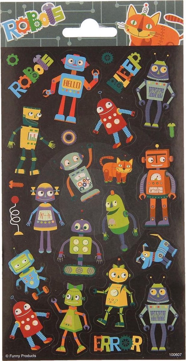 Funny Products stickervel Robots junior papier 24 stuks