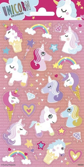 Top1Toys Funny Products stickervel Unicorns meisjes papier 26 stuks - Roze