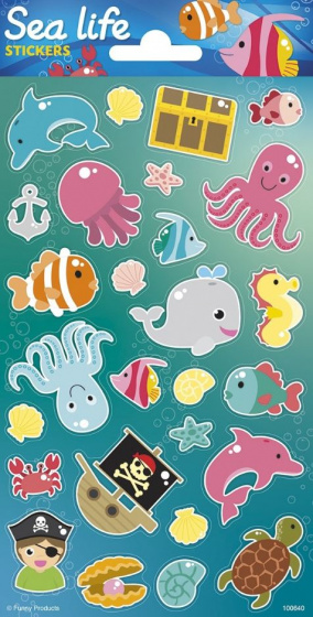 Top1Toys Funny Products stickervel Sealife junior papier 27 stuks - Blauw